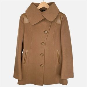 MACKAGE Vintage Wool Cashmere Leather Trim Coat - Camel - Size M